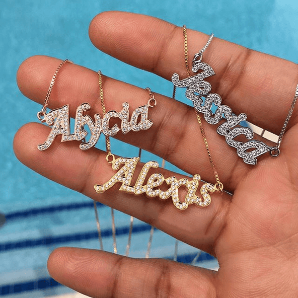 Rhinestone Name Necklace Baddie Bling Shop