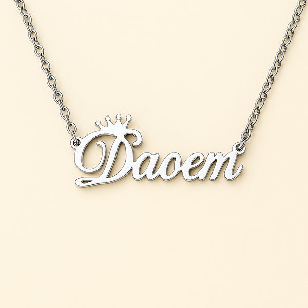 Crown Font Name Necklace
