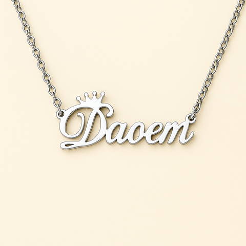 Crown Font Name Necklace