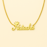 Cursive Font with Crown Name Necklace