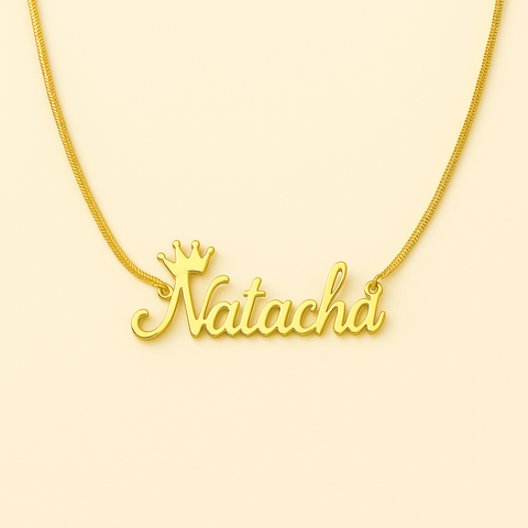 Cursive Font with Crown Name Necklace