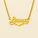 Cursive Font with Heart Name Necklace