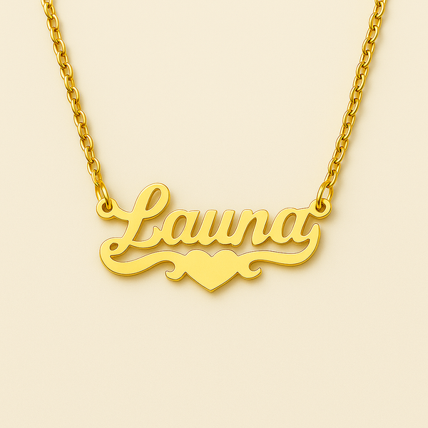 Cursive Font with Heart Name Necklace