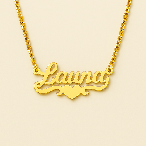 Cursive Font with Heart Name Necklace