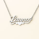 Cursive Font with Heart Name Necklace