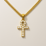 Diamond Ankh Charm Necklace in Gold