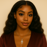 Diamond Ankh Charm Necklace in Silver
