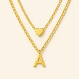 Initial Letter & Heart Necklace