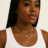 Initial Letter & Heart Necklace