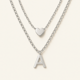 Initial Letter & Heart Necklace
