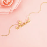 Cursive Font with Crown Name Necklace