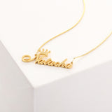 Cursive Font with Crown Name Necklace