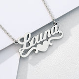 Cursive Font with Heart Name Necklace