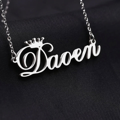 Crown Font Name Necklace
