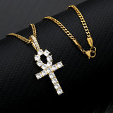 Diamond Ankh Charm Necklace in Gold