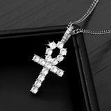Diamond Ankh Charm Necklace in Silver