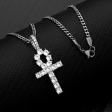 Diamond Ankh Charm Necklace in Silver