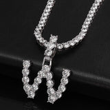 White Gold Diamond Initial Charm Tennis Necklace